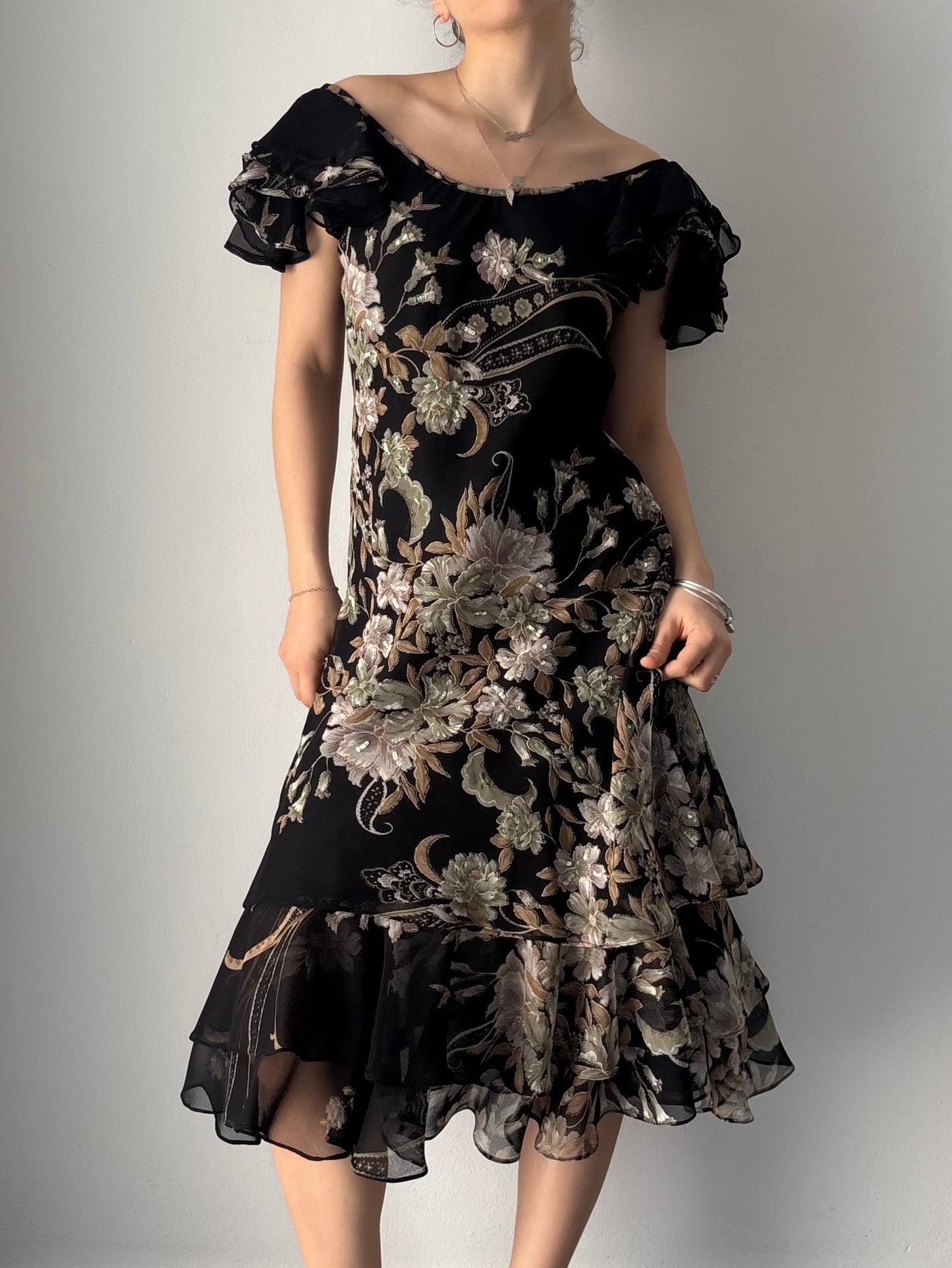 Black floral fairy dress