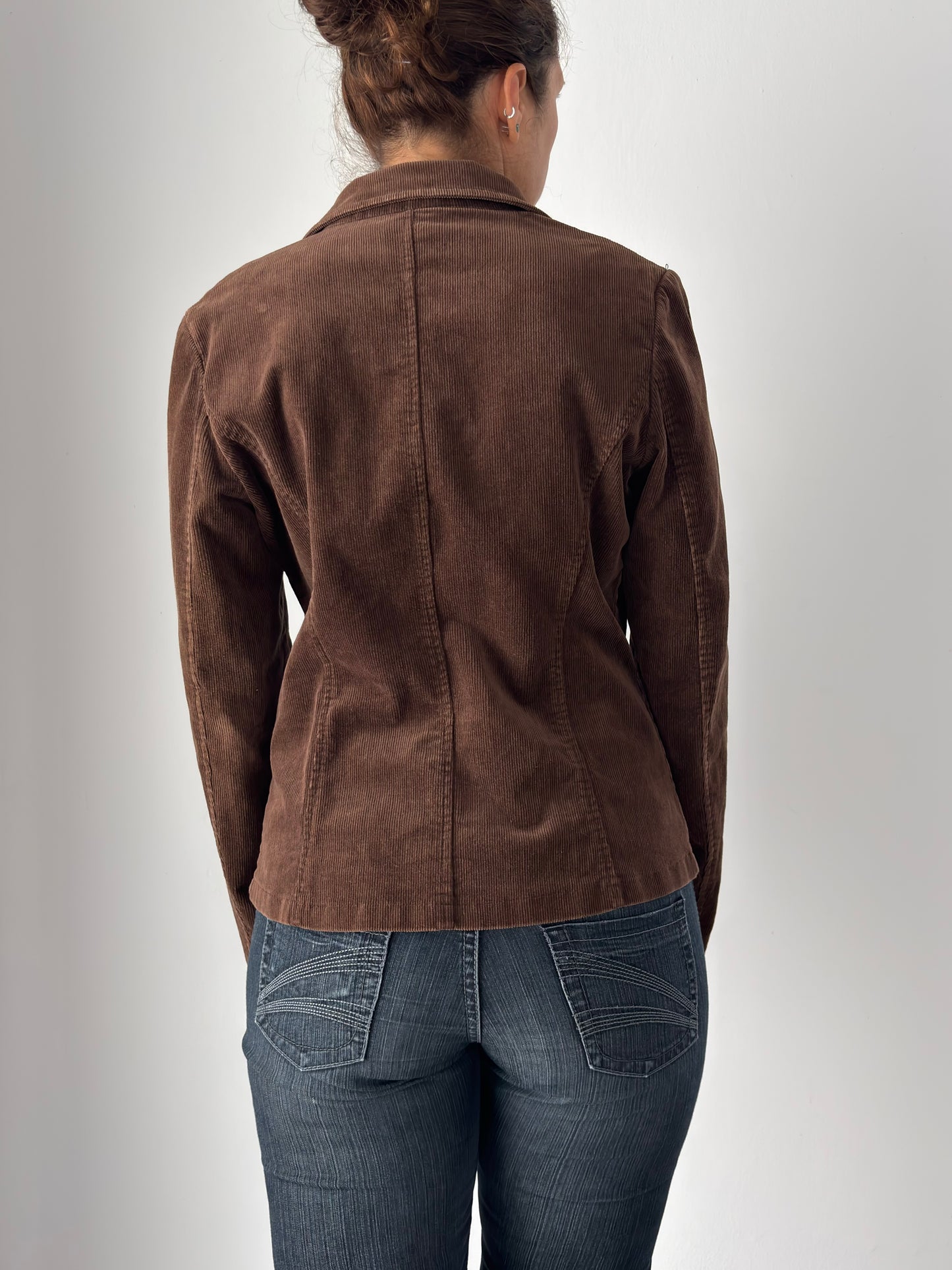 Brown corduroy embroidered blazer