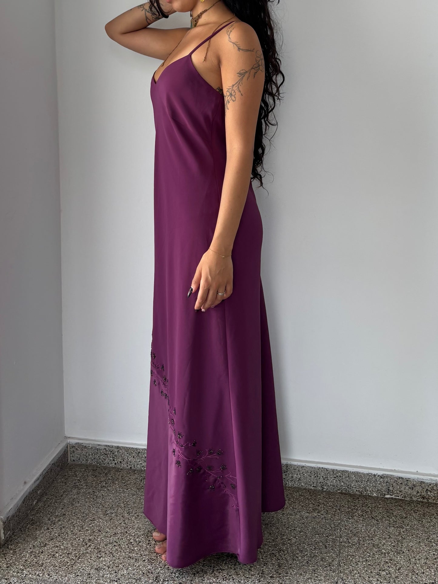 Vintage purple beaded evening gown