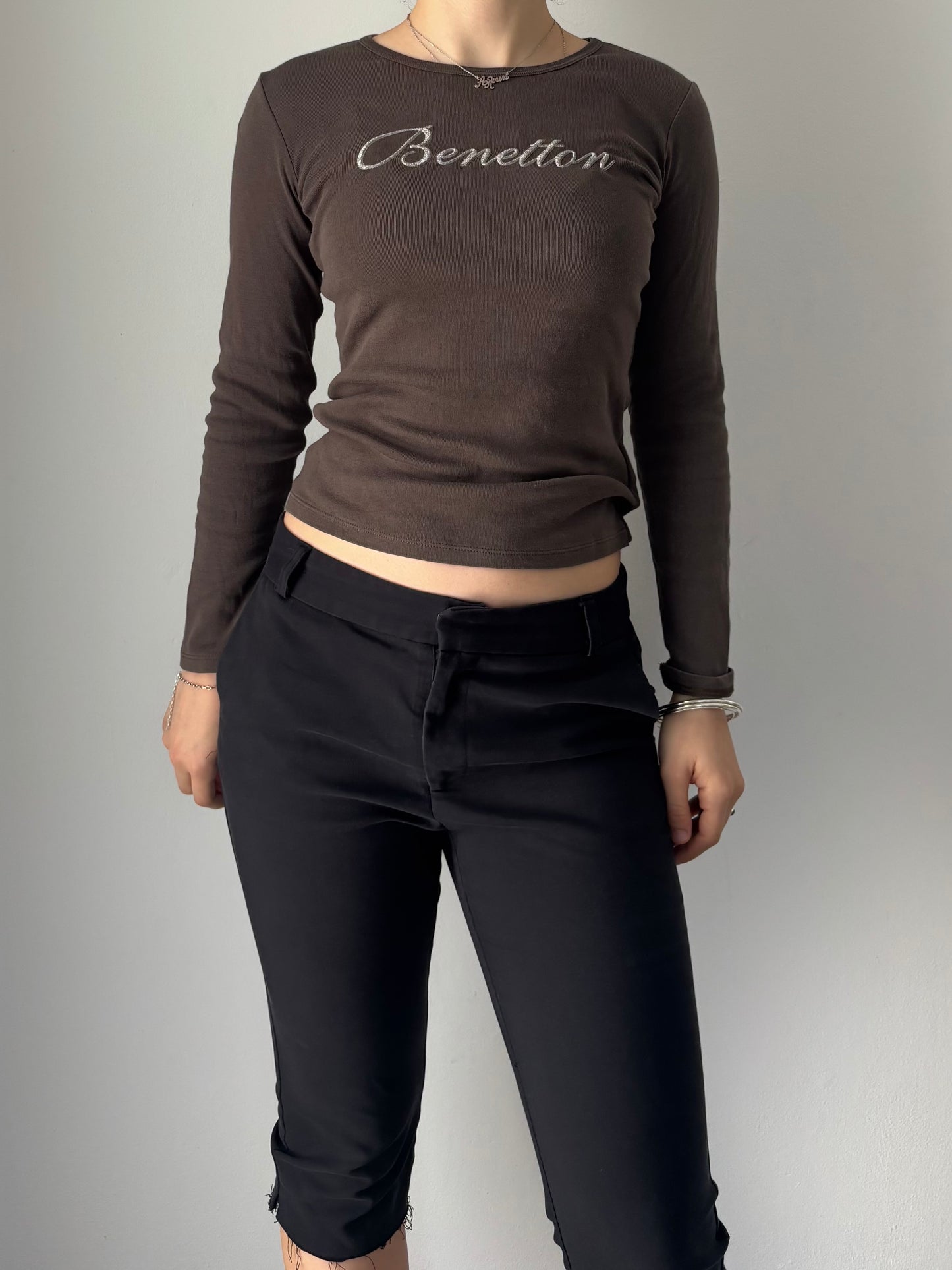 Benetton brown long sleeve top