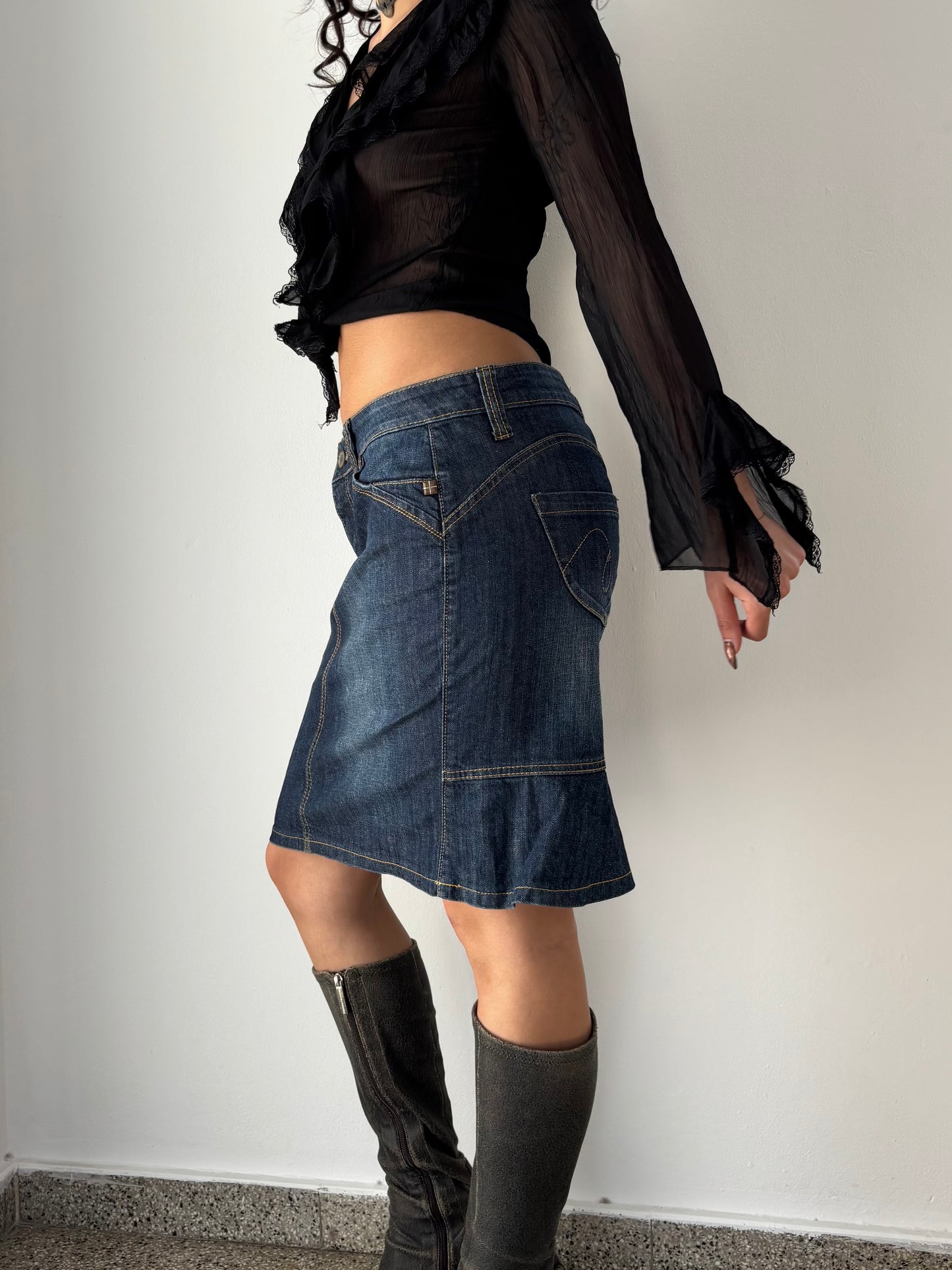 Jean midi skirt