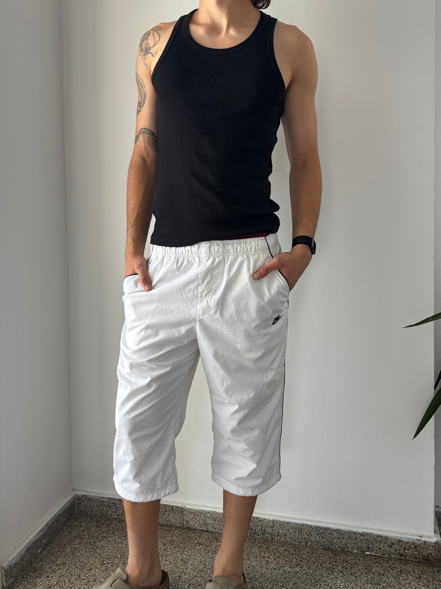 White Nike capri shorts