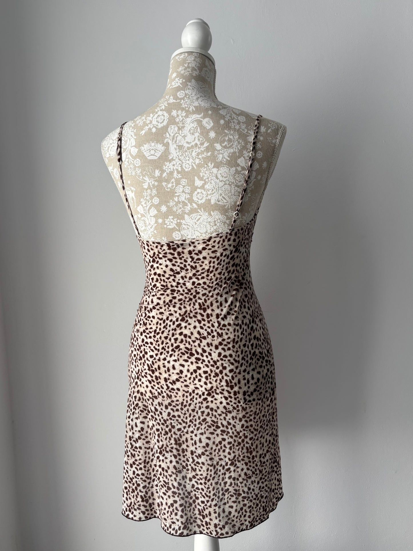 Intimissimi cheetah print slip dress with purple lace