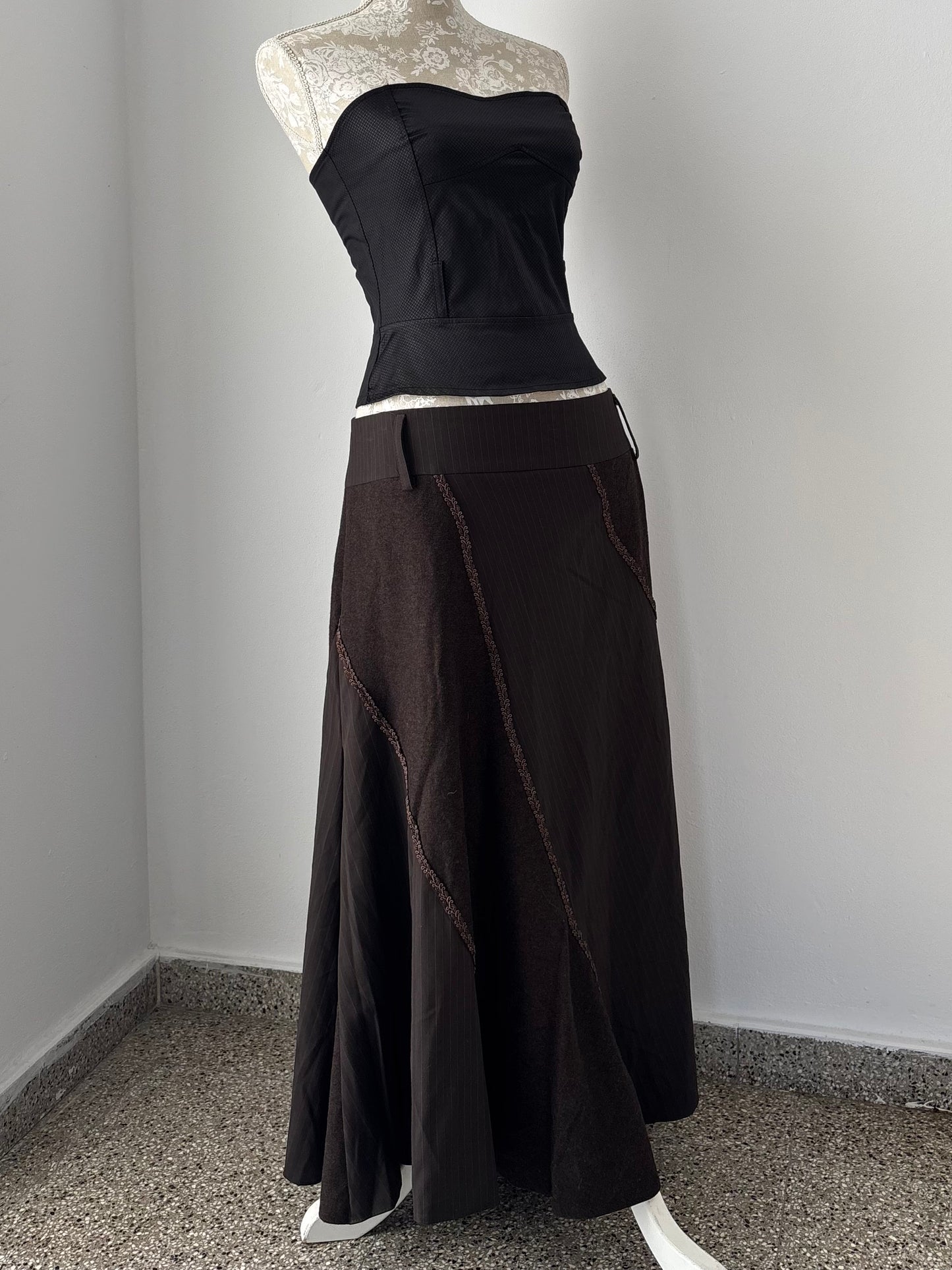 Brown dead stock maxi skirt