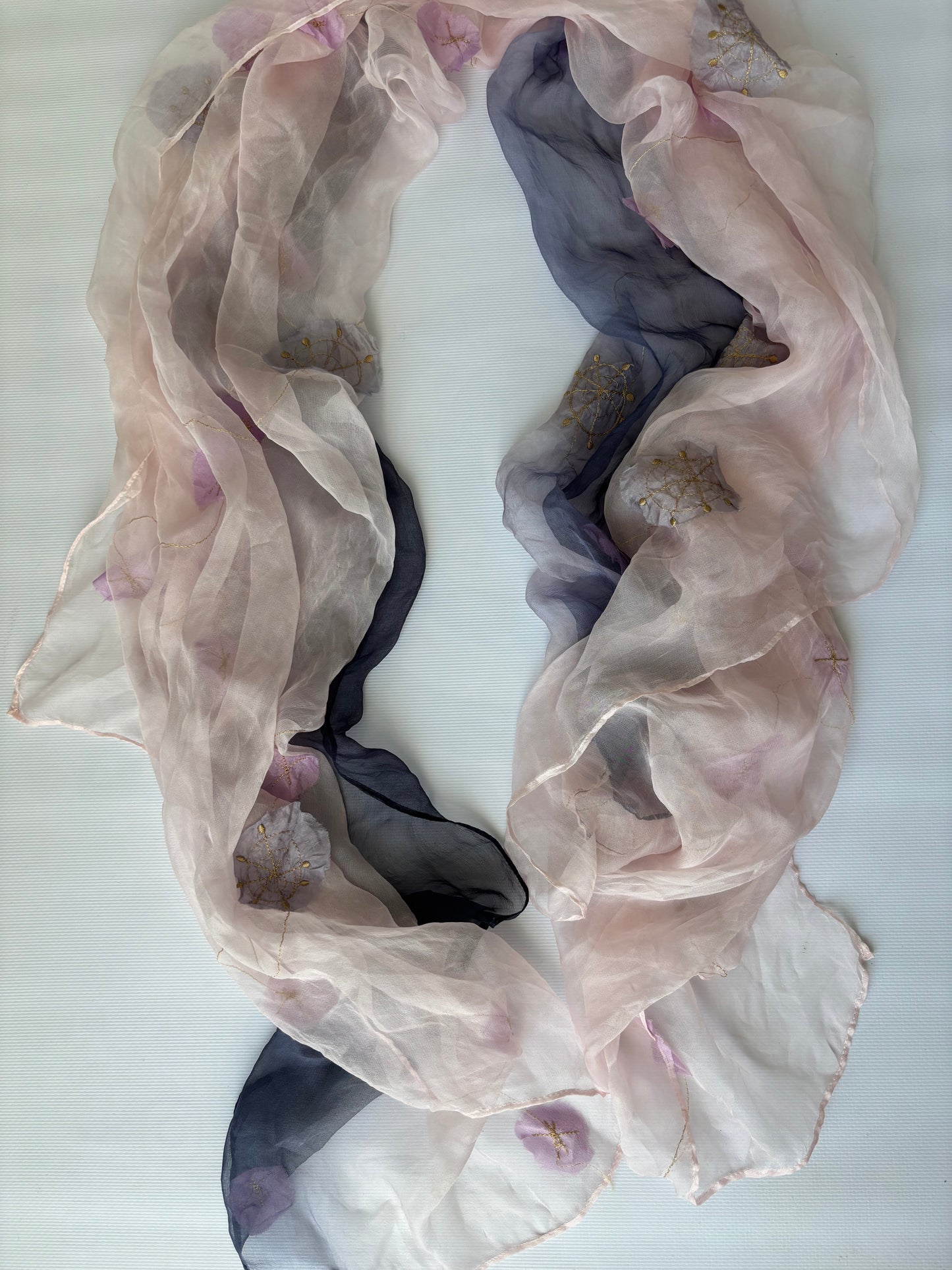 Pink & blue Silk scarf