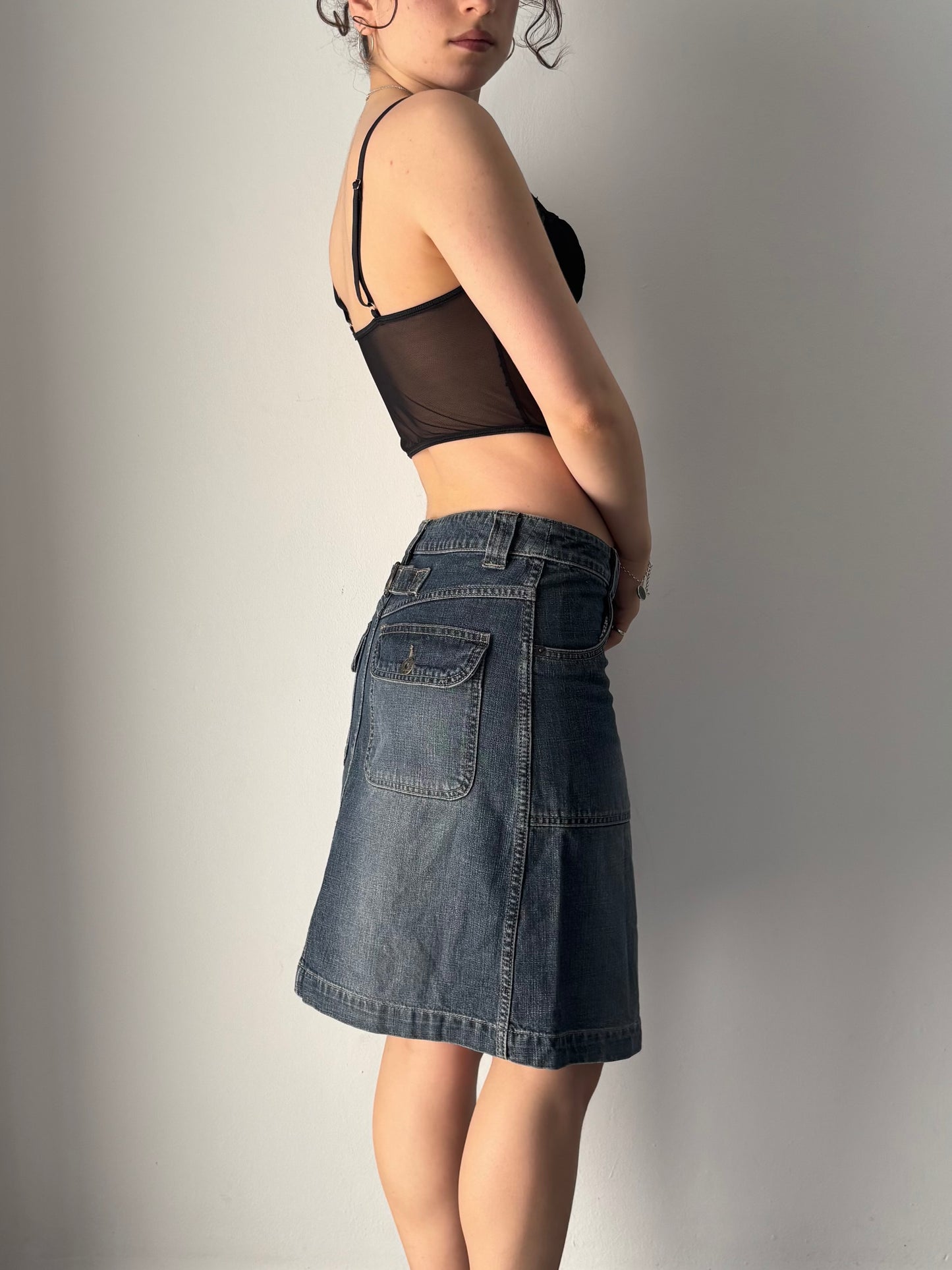 Denim midi skirt