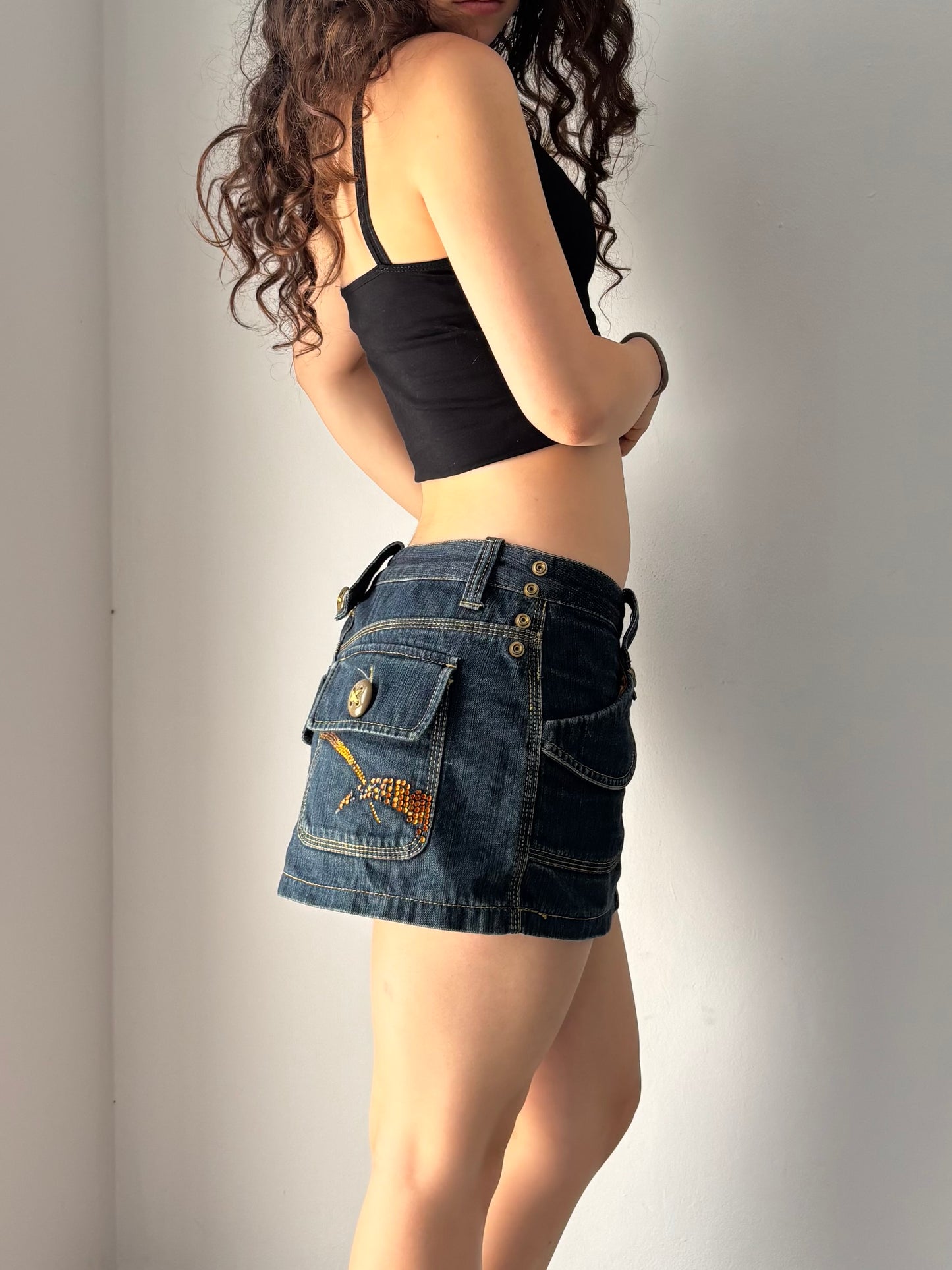 Low waist denim skirt