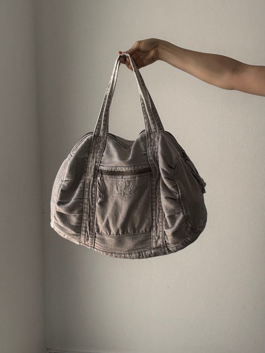Big grey denim tote bag
