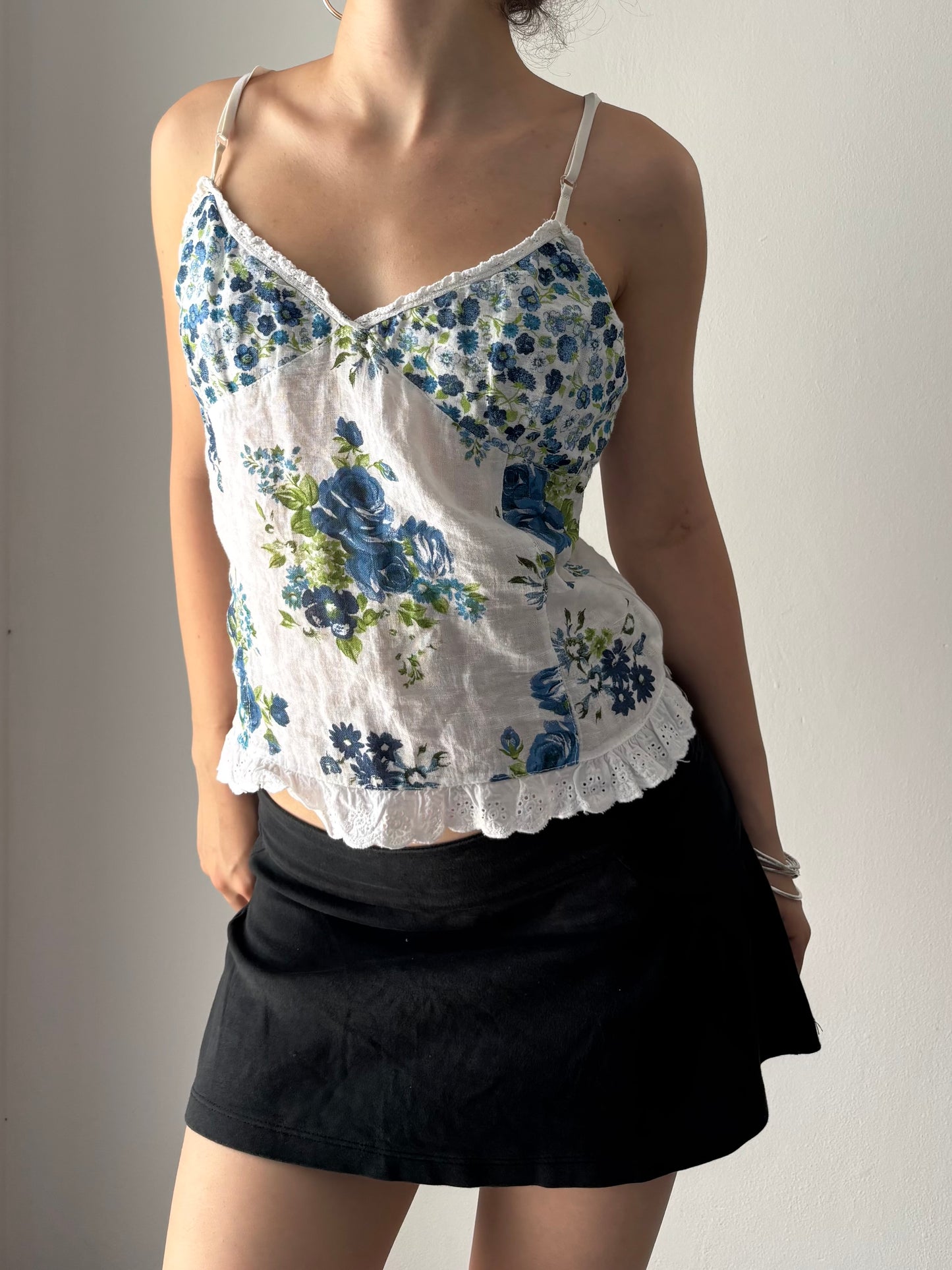 Linen floral tank top