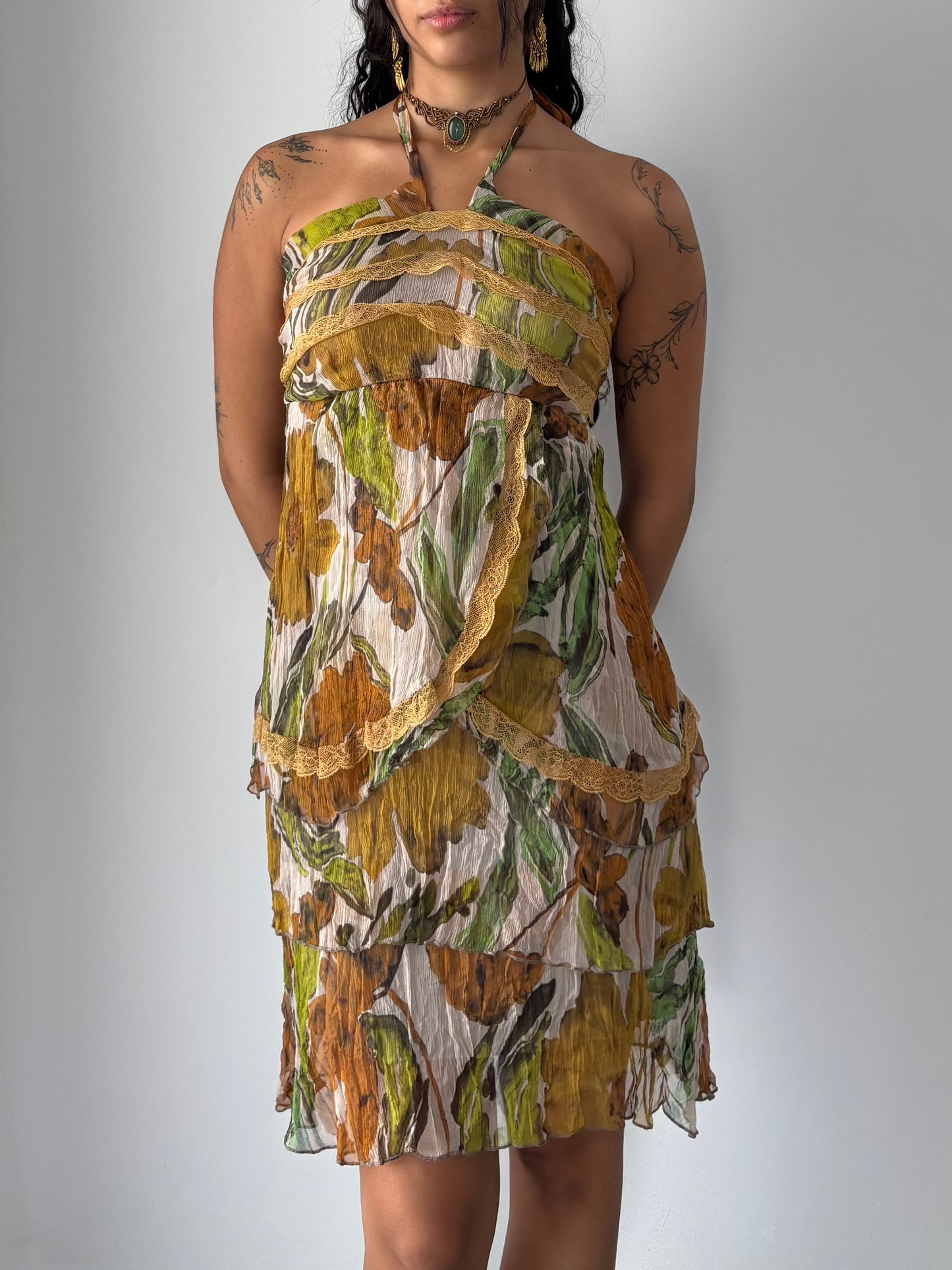 Silk summer halter dress