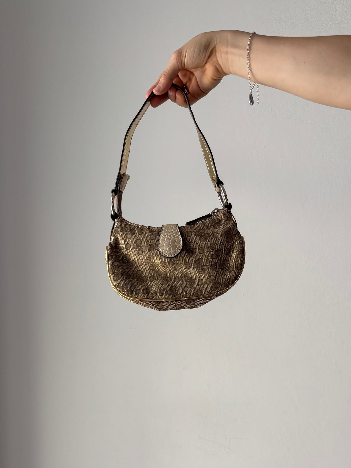 Mini beige & gold Guess bag