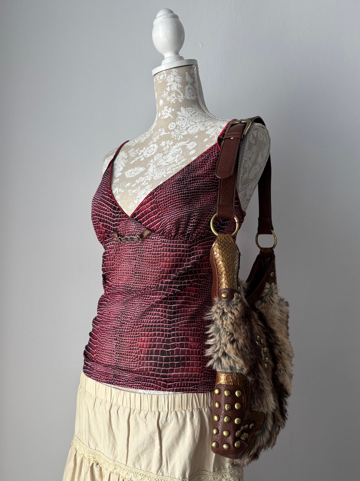 Yamamay see through burgundy cami top