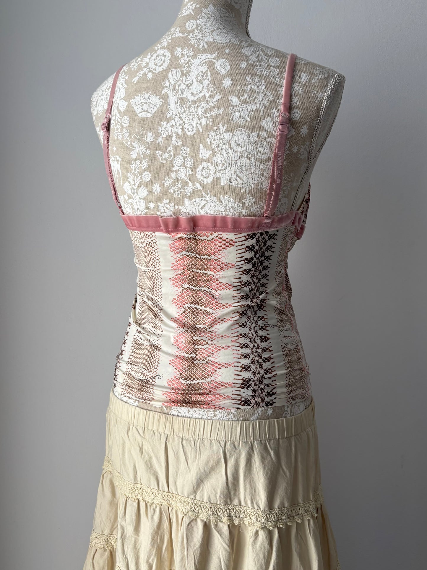 Roberto Cavalli pink snake print cami top