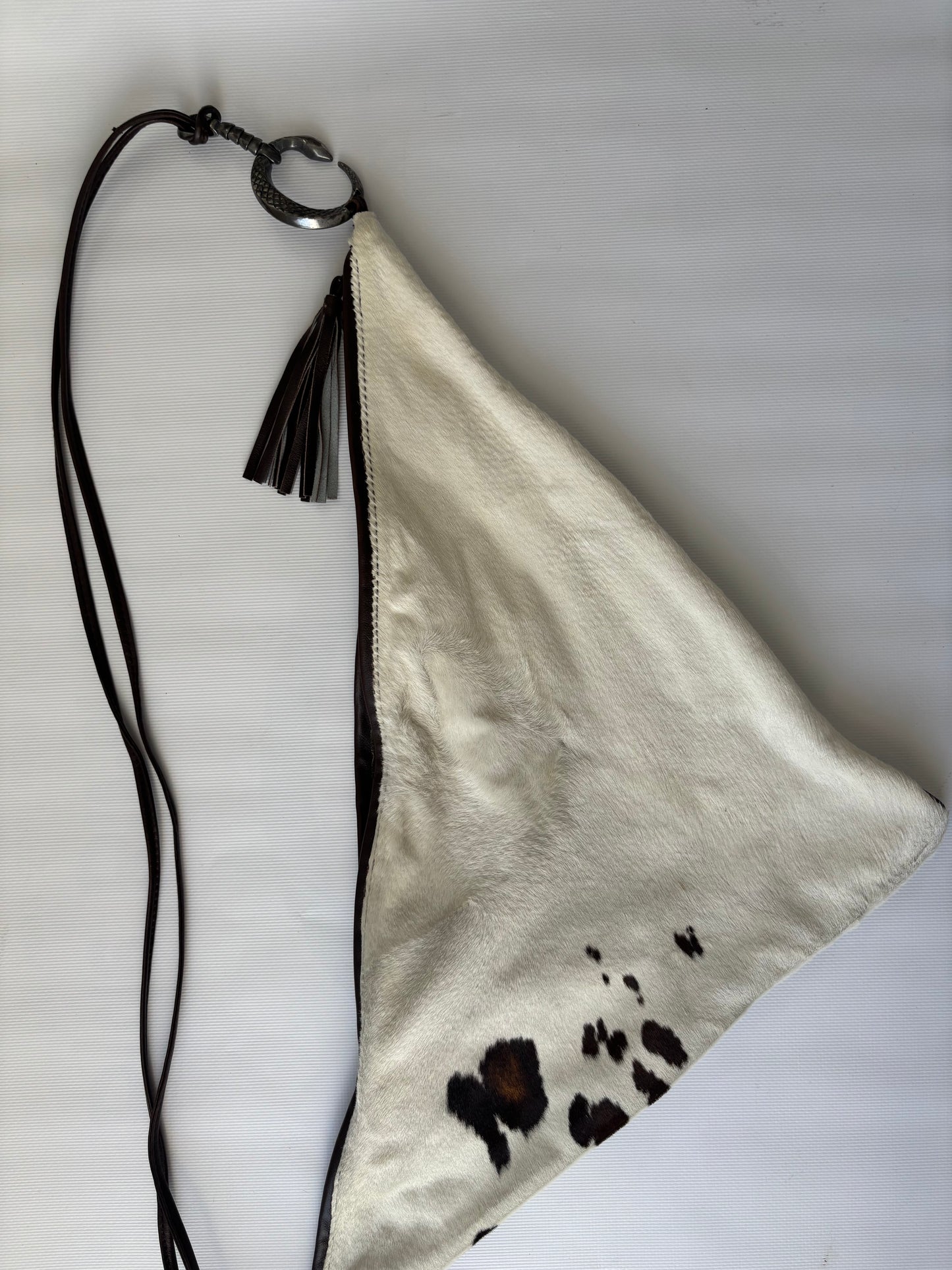 Roberto Cavalli cow print triangle bag