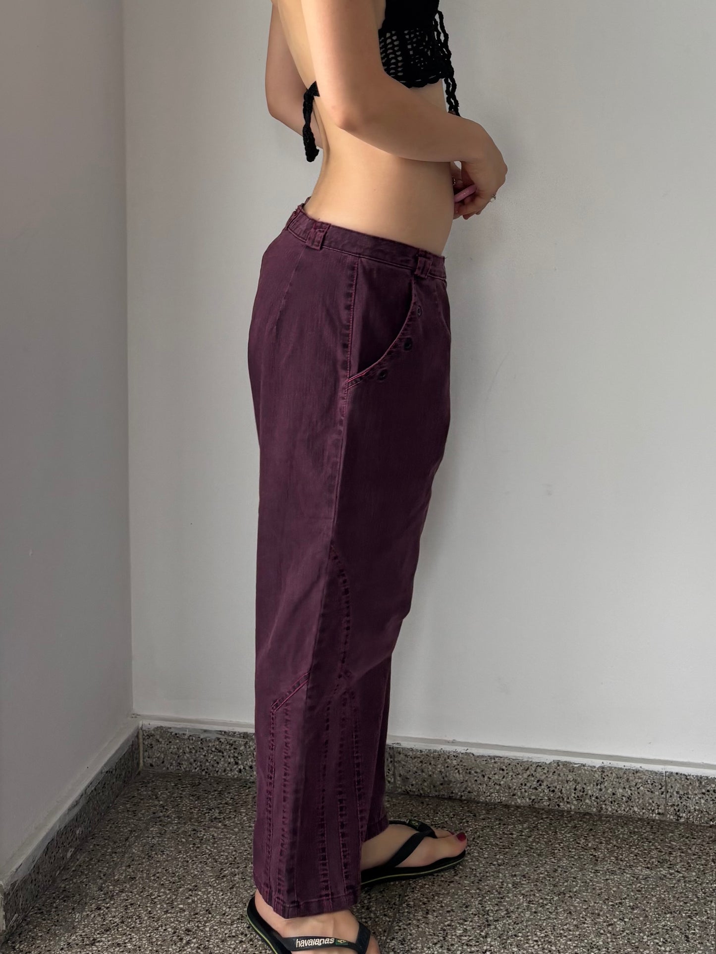 Purple wide leg jeans