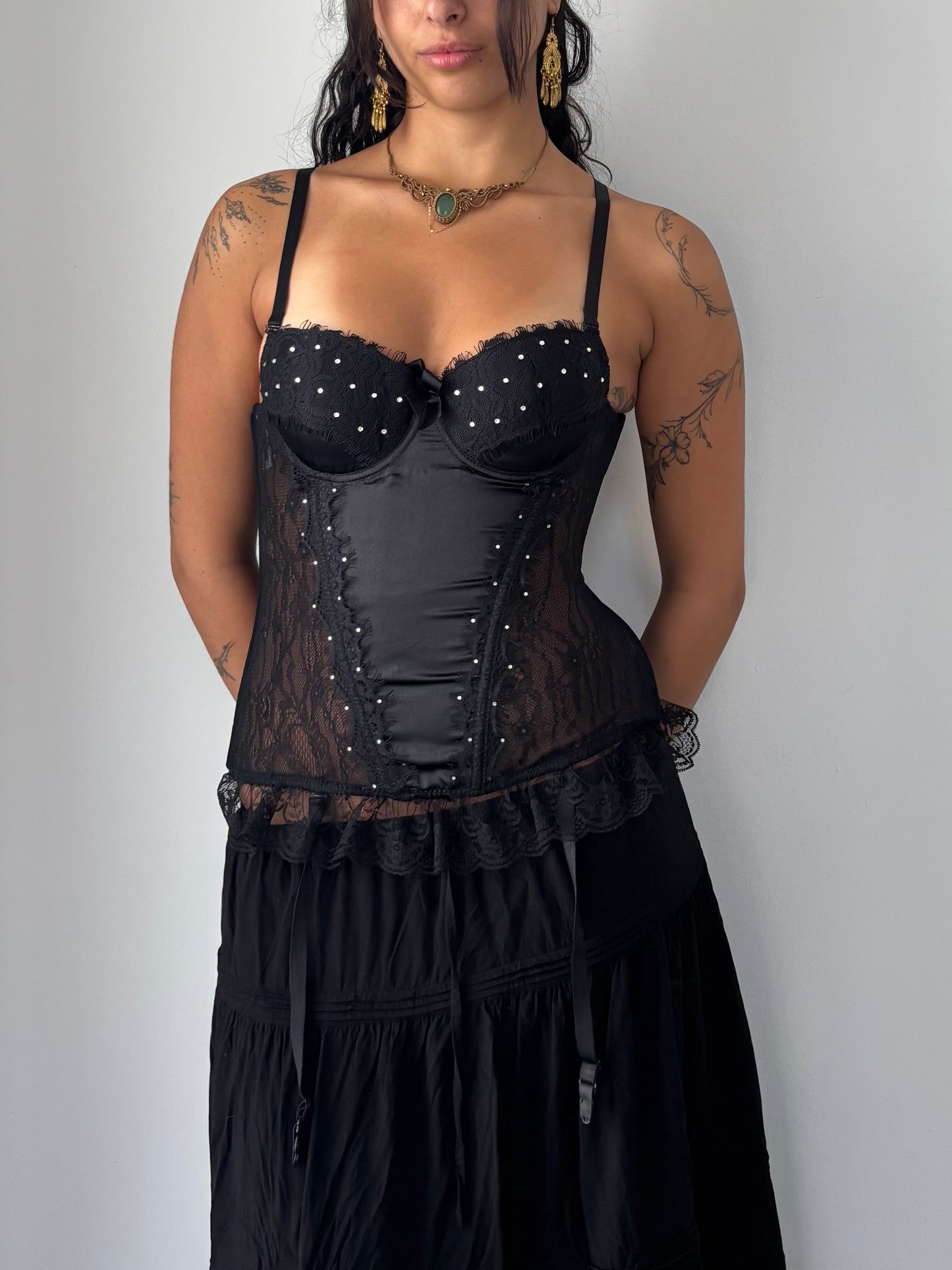 Black corset with long torso