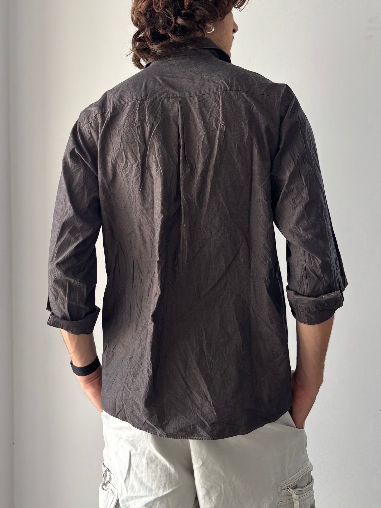 DKNY brown long sleeve shirt