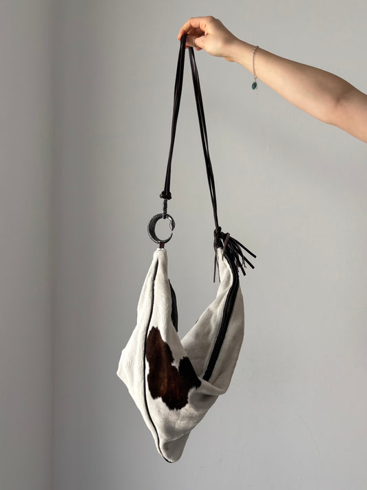 Roberto Cavalli cow print triangle bag