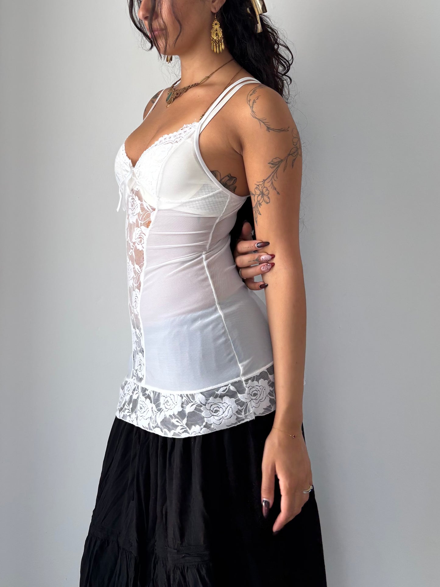 See through lace cami top