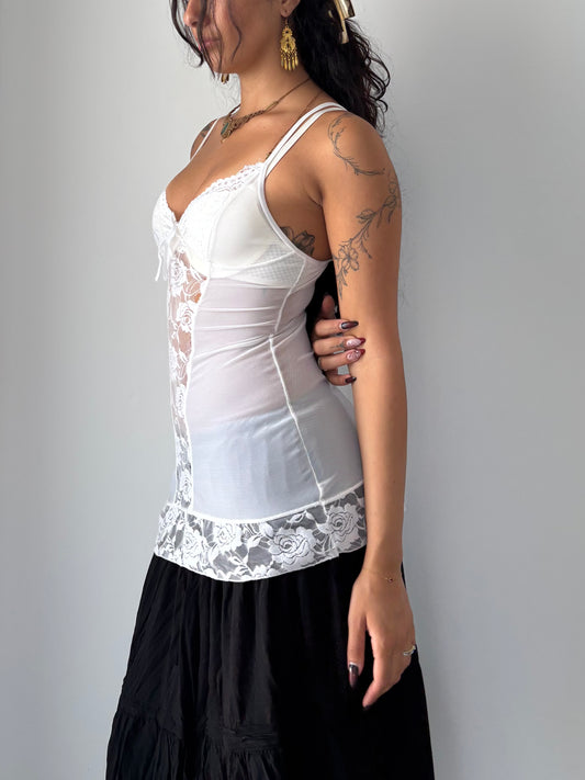 See through lace cami top