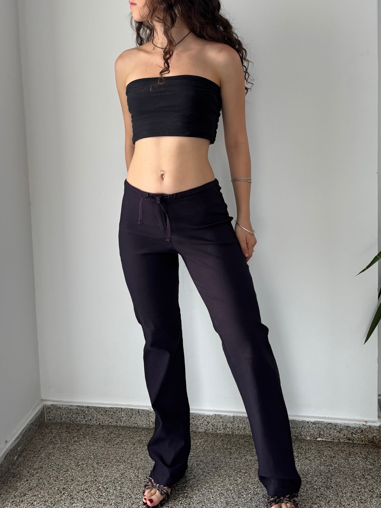 Purple pants with flare bottoms