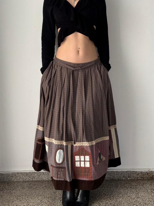 Patch work maxi skirt