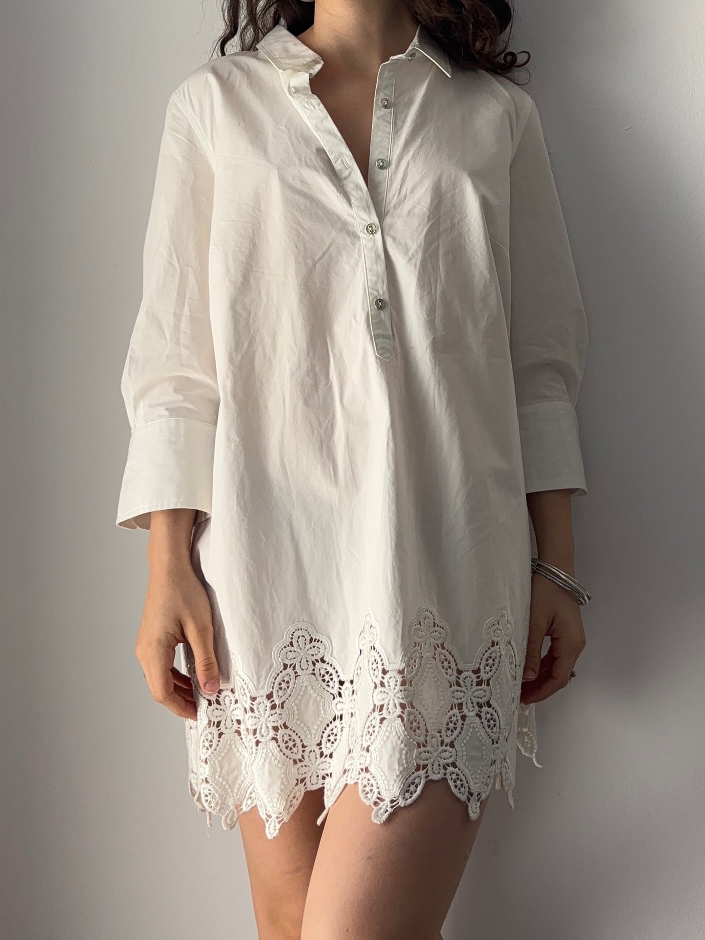 White shirt dress either lace timing