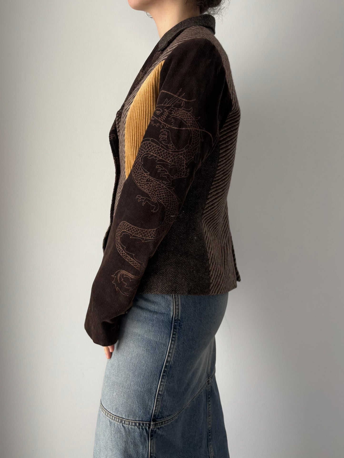 Brown blazer with dragon design