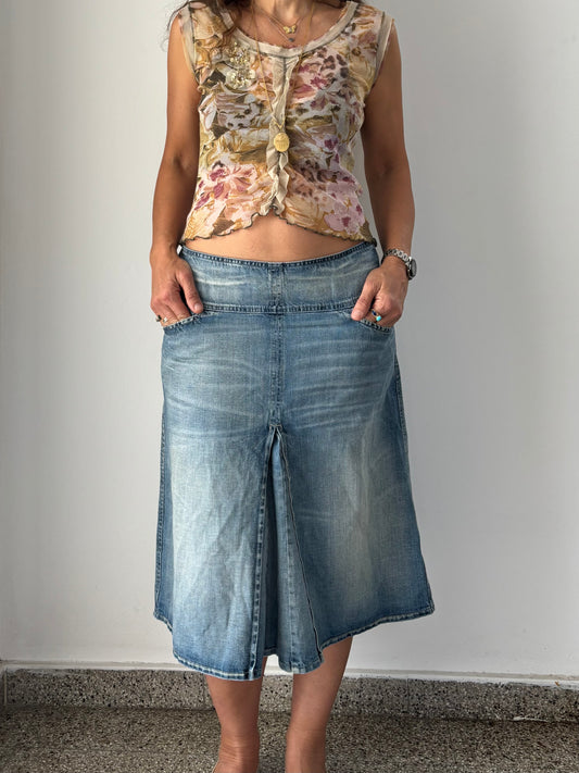 Benetton denim midi skirt