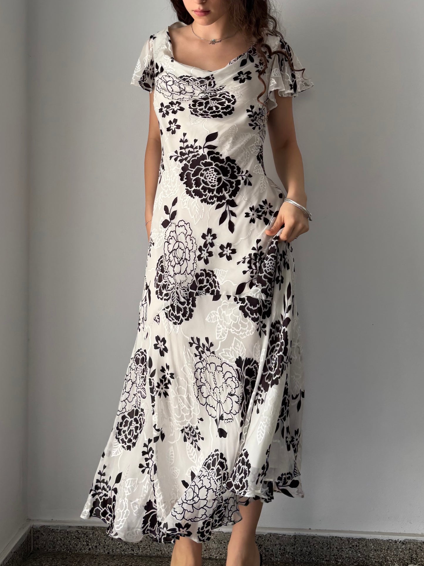 CC Vintage floral silk dress