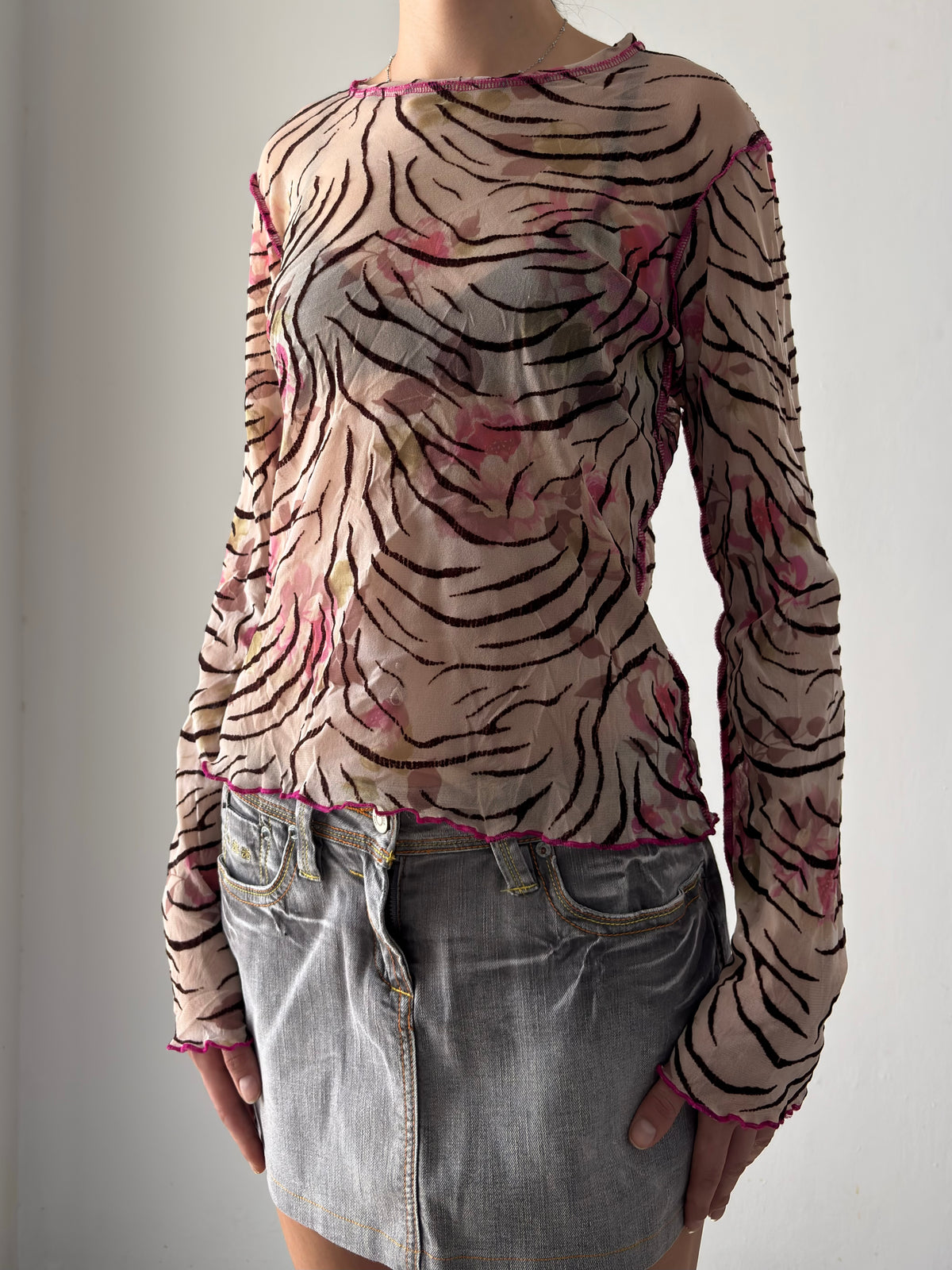 Zebra print see through top