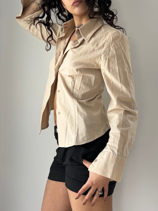 Beige button up shirt