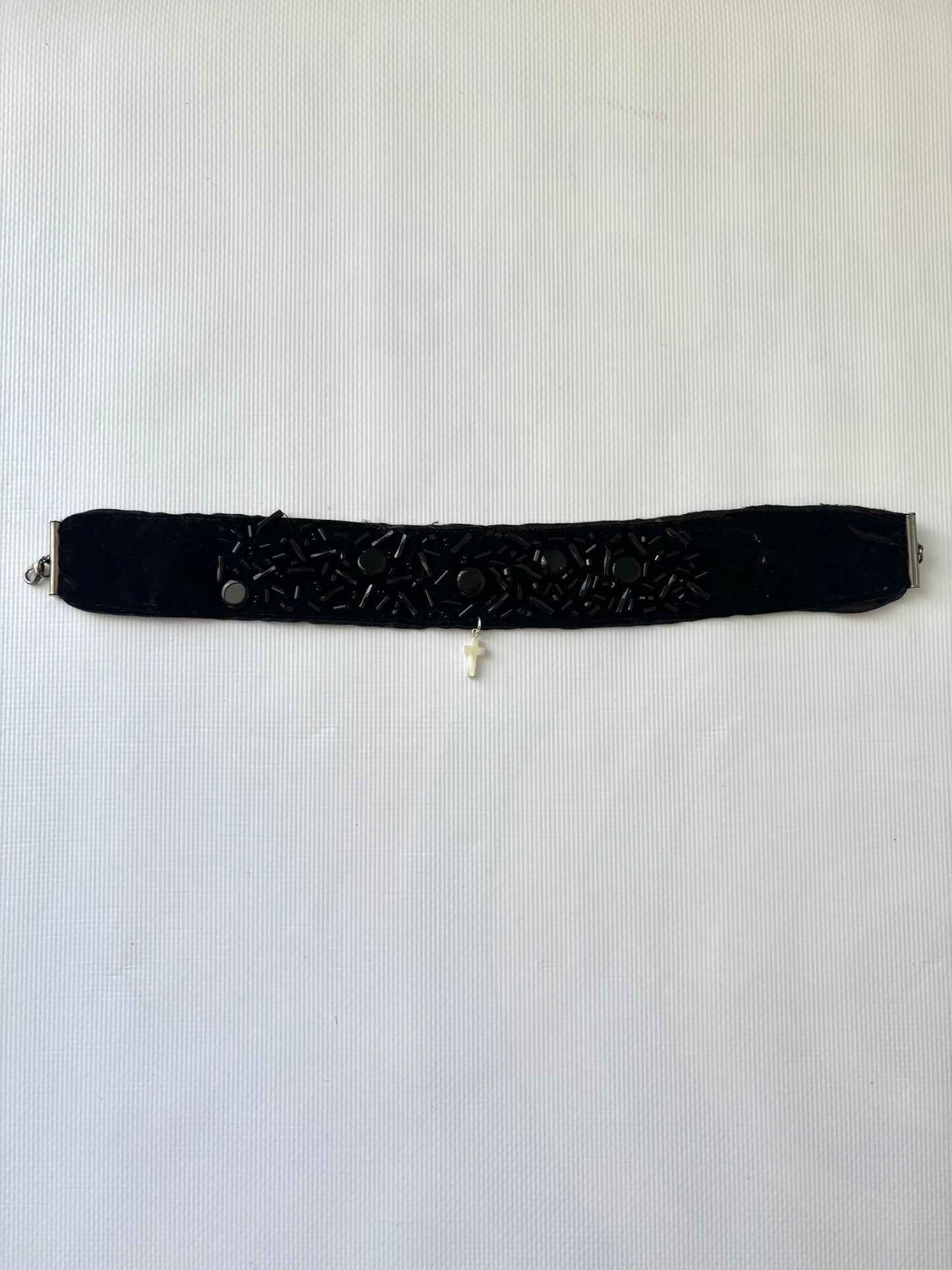 Black velvet cross choker