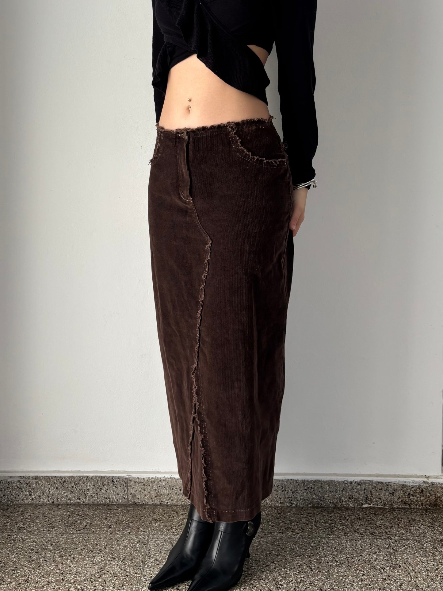 Brown corduroy maxi skirt