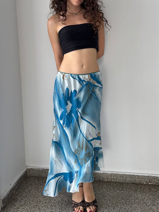 Blue floral maxi skirt