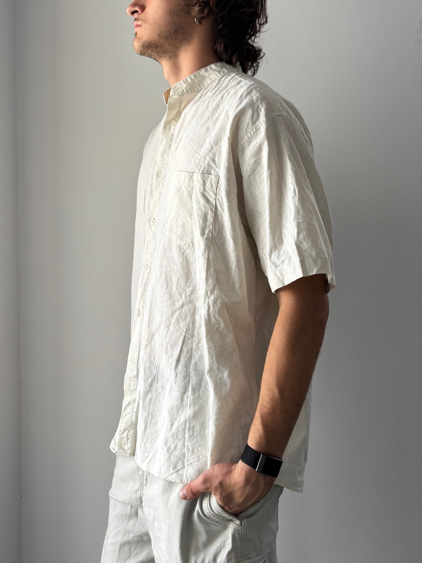 Cream button up linen shirt