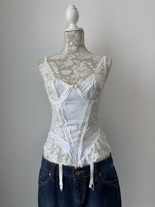 White lace corset top
