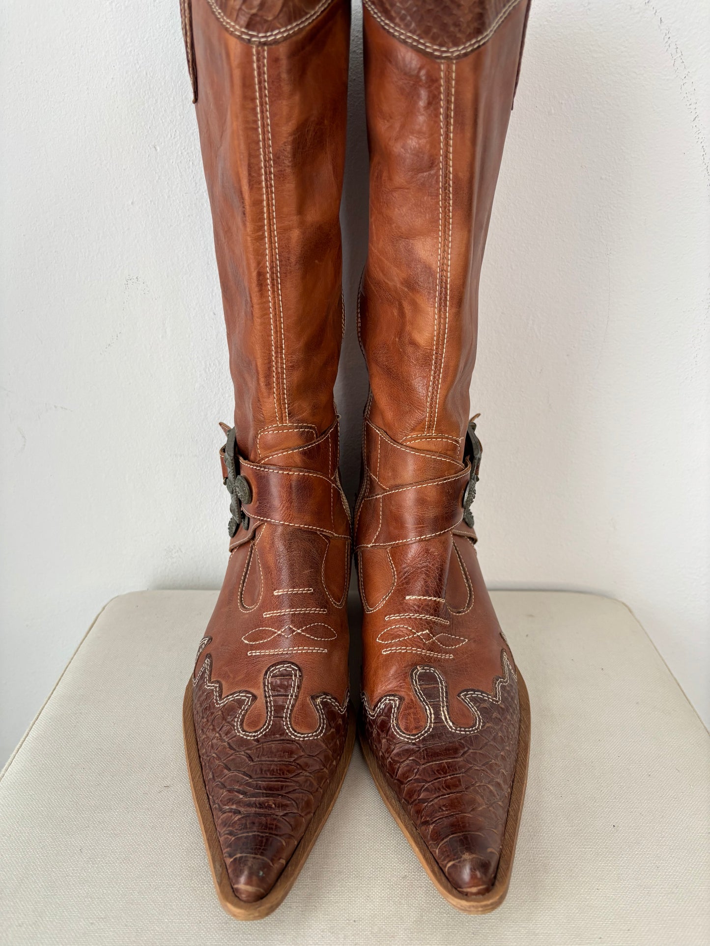 Brown cowboy boots