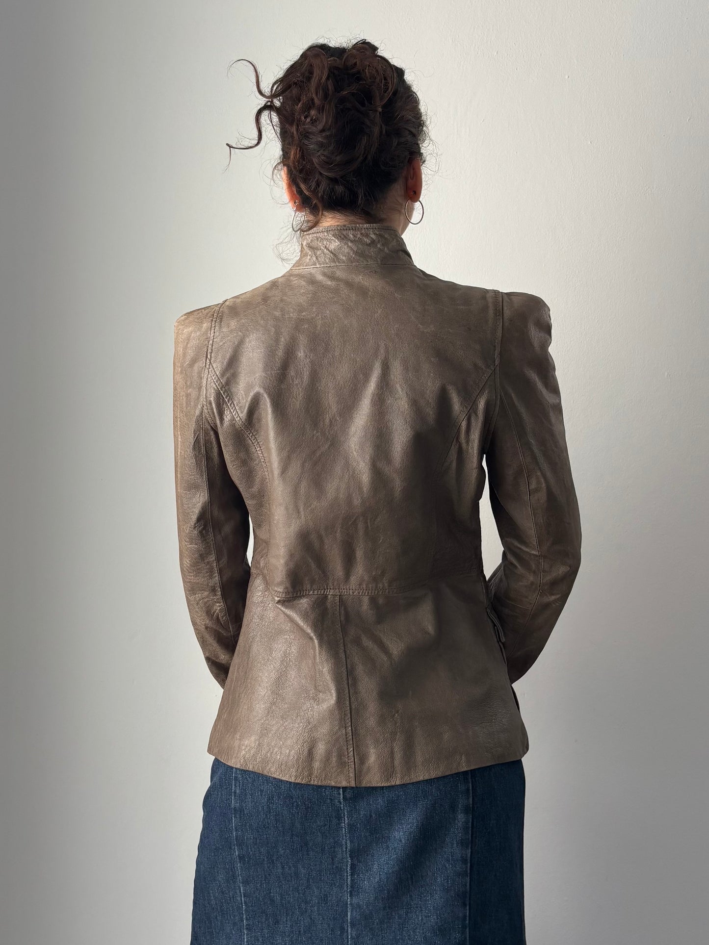 Green vintage leather jacket