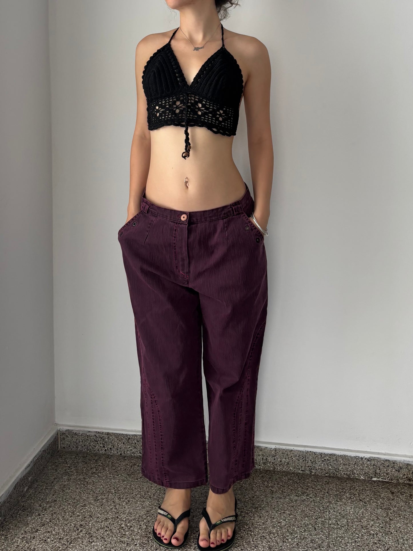 Purple wide leg jeans