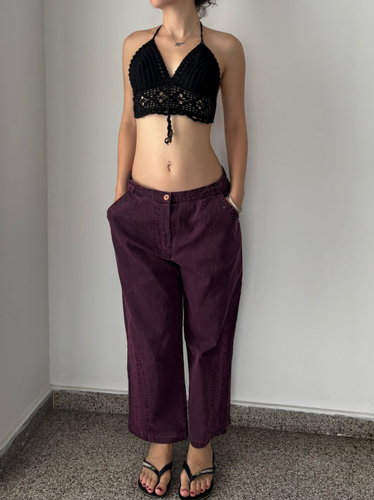 Purple wide leg jeans