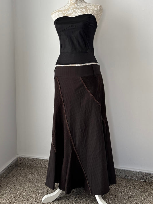 Brown dead stock maxi skirt
