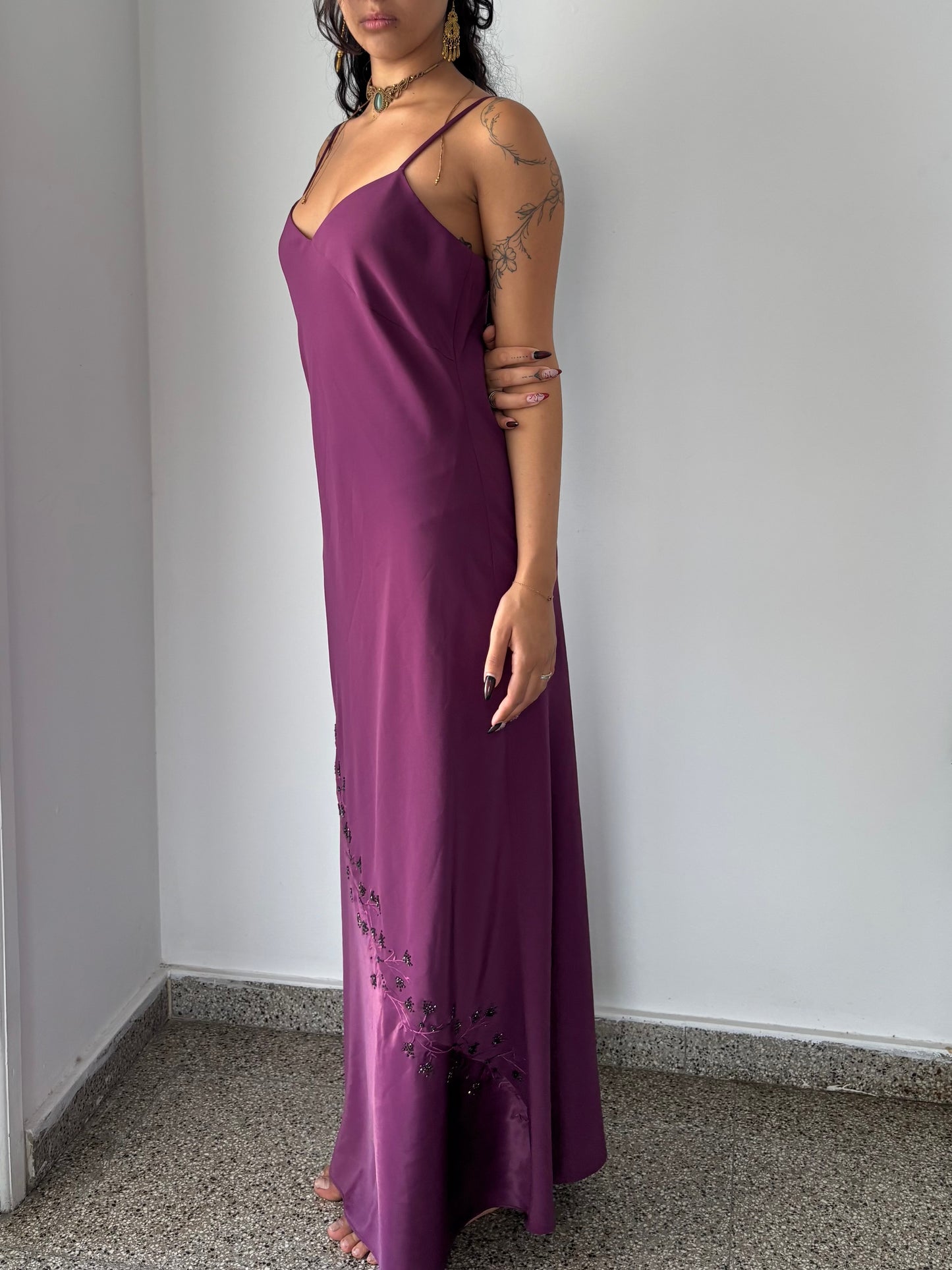Vintage purple beaded evening gown