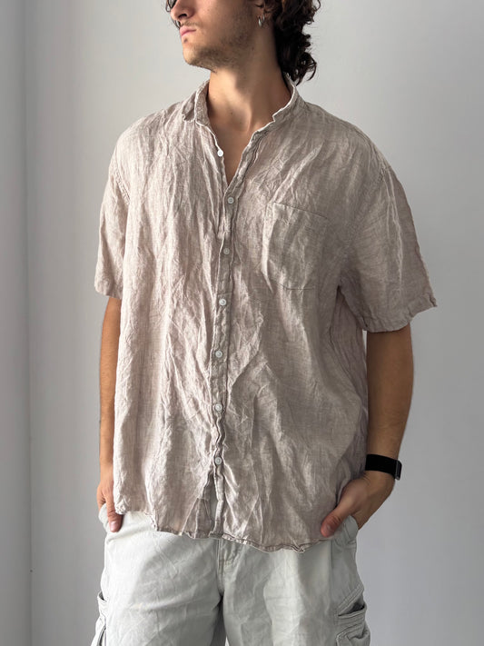Linen brown/beige button up shirt