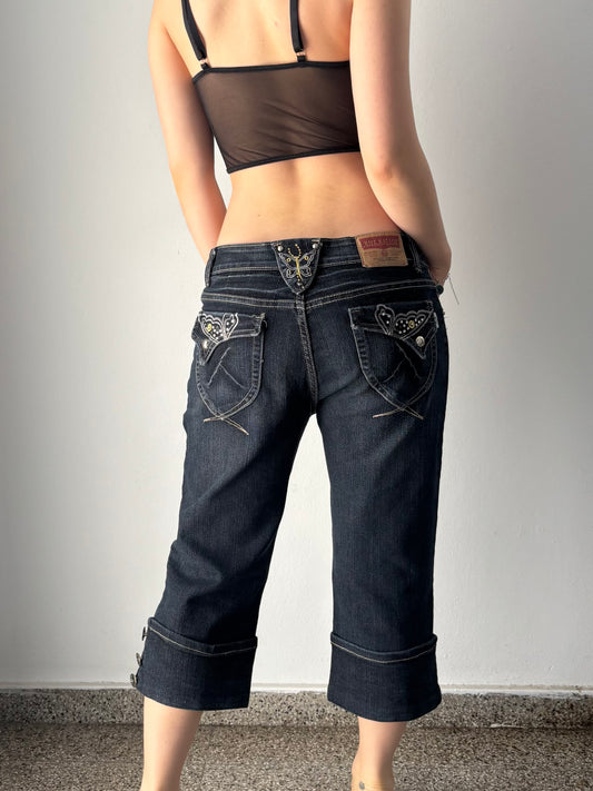 Denim butterfly capri pants