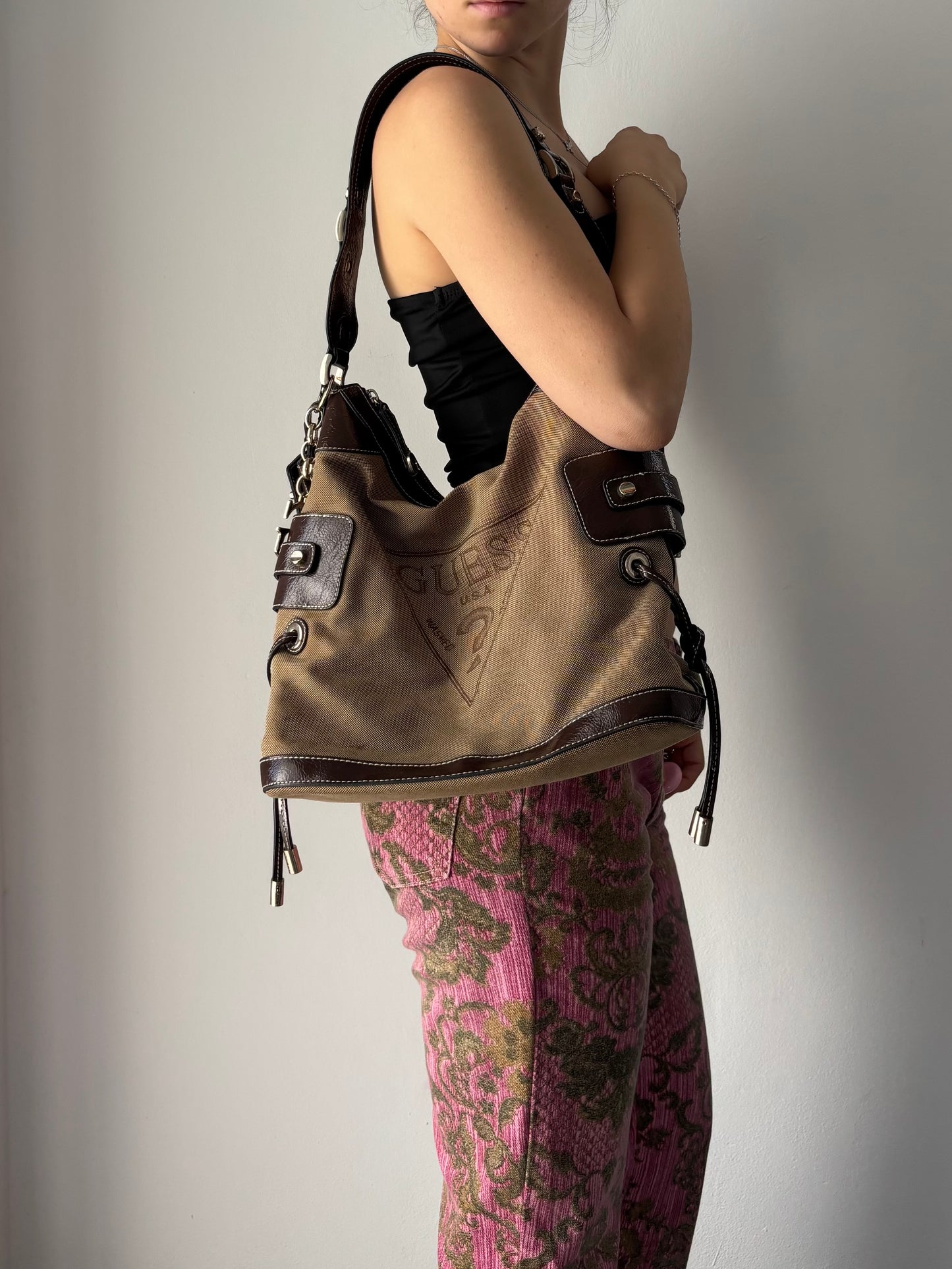 Vintage Guess monogram canvas bag