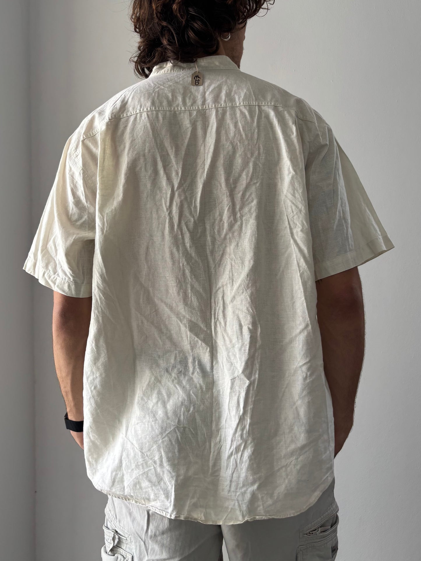 Cream button up linen shirt