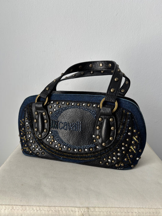 Just Cavalli black & blue studded bag