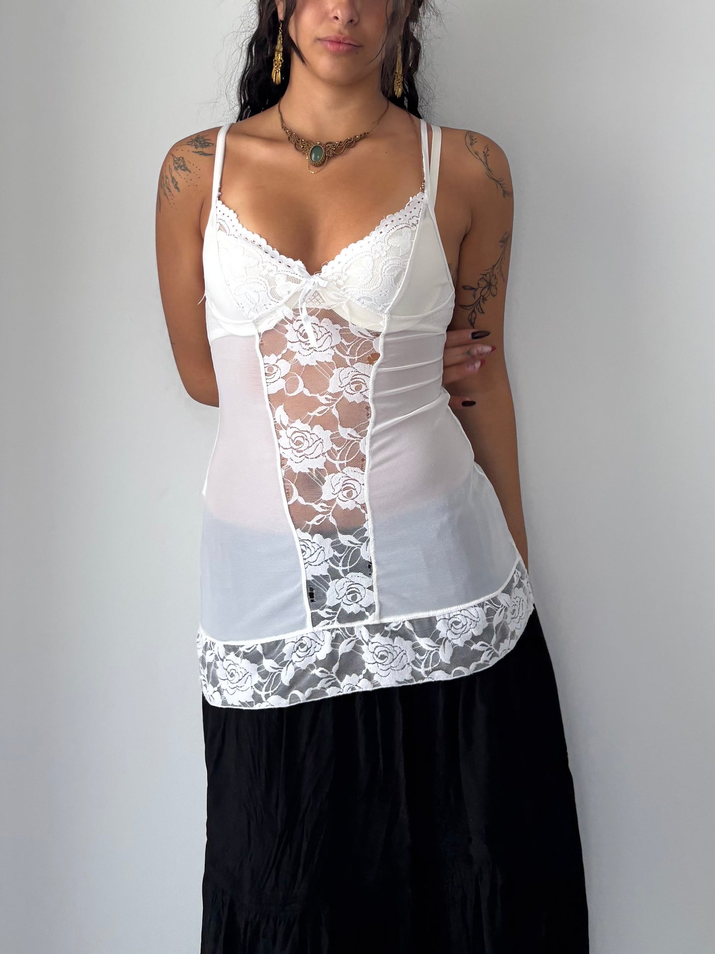 See through lace cami top