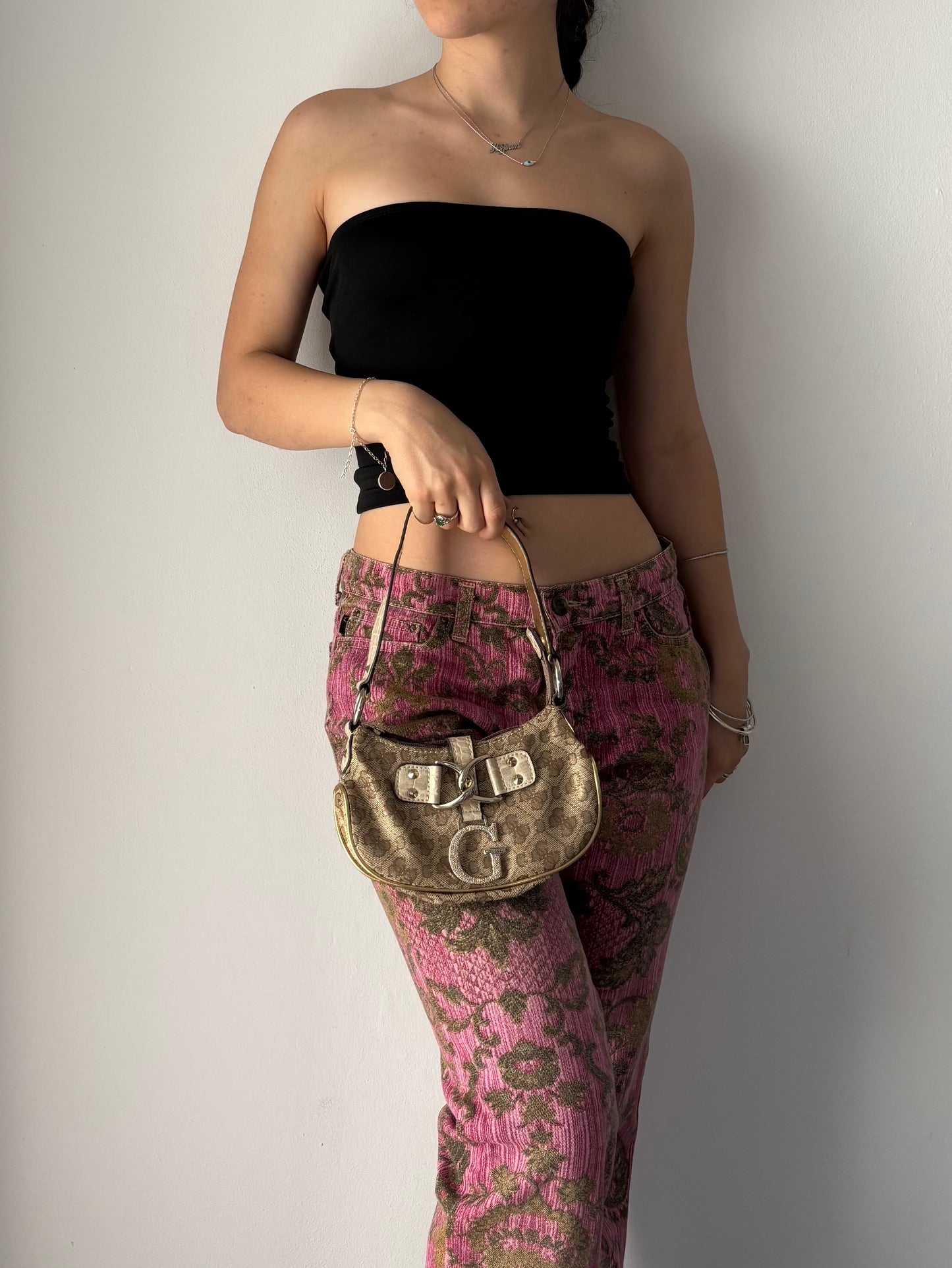 Mini beige & gold Guess bag